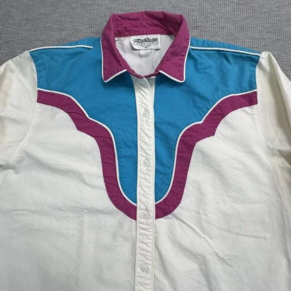 Vintage The San Angelo Collection 80s Western Shirt Mens 48 Multicolor Cotton - Picture 5 of 15